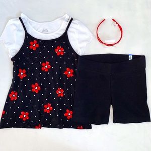 Justice Tee/Tank Combo, Bike Shorts & Headband Size 12 - NWT (Pre-Walmart Era)